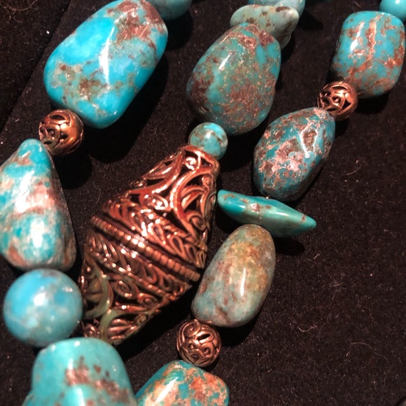 NWT Stunning Barse Turquoise and brass 3 strand necklace - Picture 4 of 8